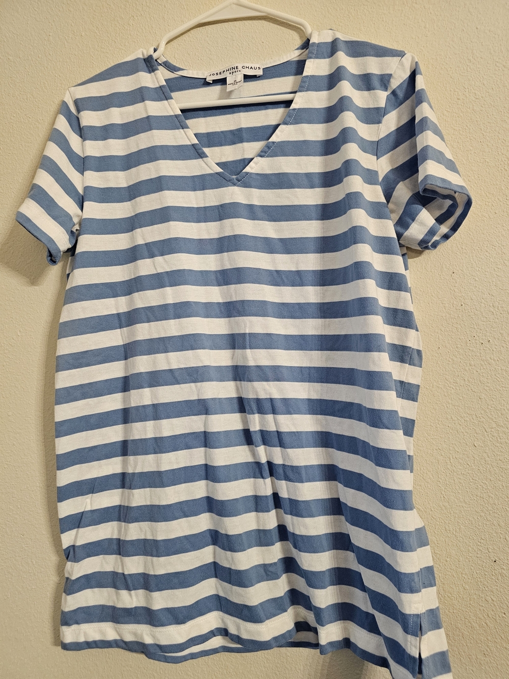 Josephine Chaus Blue & White Striped V-Neck Tee
